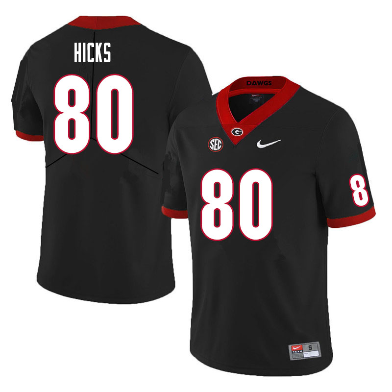 Georgia Bulldogs #80 Braxton Hicks College Football Jerseys Sale-Black
